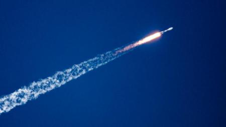 Le cargo ravitailleur avait été embarquée à bord d'une fusée Soyouz tirée mardi. Image d'illustration.[JODY AMIET / AFP]